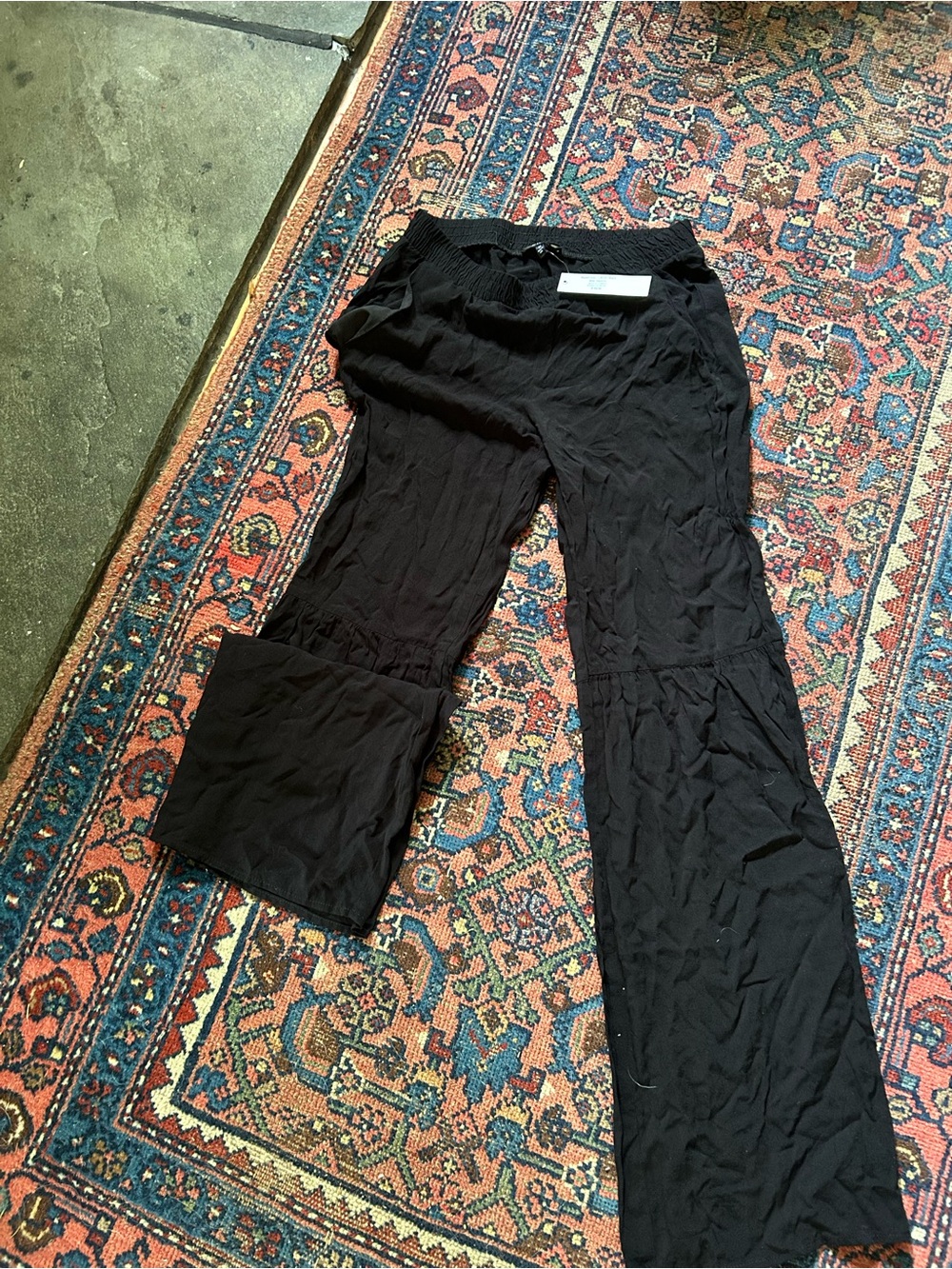 DREW Black Wide-Leg Pull-On Pants